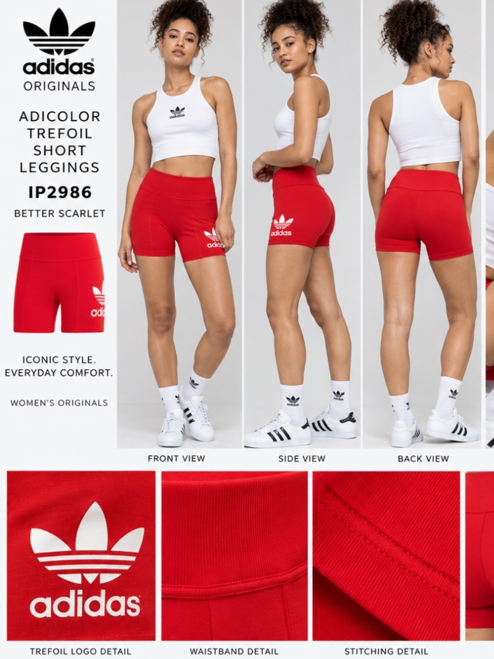 adidas Originals Better Scarlet Trefoil Bike Shorts - Red